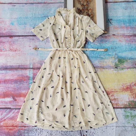 Vintage Dresses & Skirts - Vtg 70/80s Abstract Retro Secretary Shirt Dress
